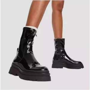 NWT Aldo Bigshot Platform Boots 8.5 Chunky 90s Black Leather Ankle Sock Combat