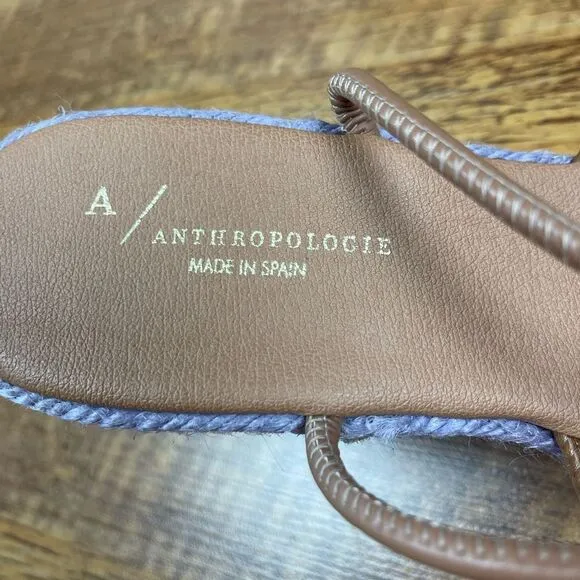 NWT Anthropologie Raffia Purple Tan Platform Heels Lace Up Sandals Size 40 Boho