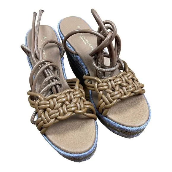 NWT Anthropologie Raffia Purple Tan Platform Heels Lace Up Sandals Size 40 Boho