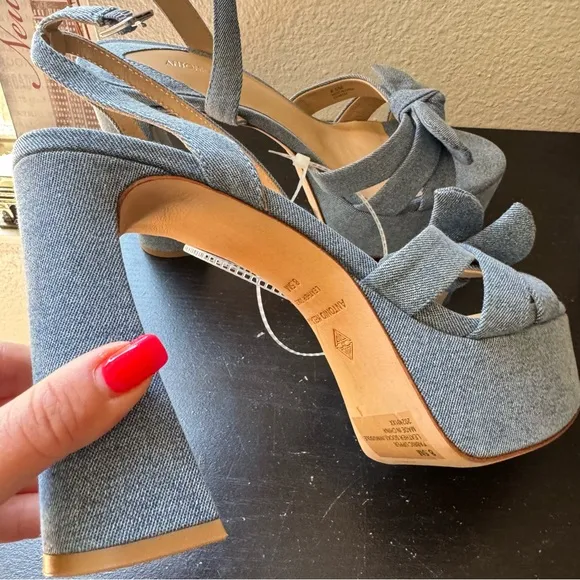 NWT Antonio Melani Bindi Denim Bow Platform Dress Sandals Sz 8,5