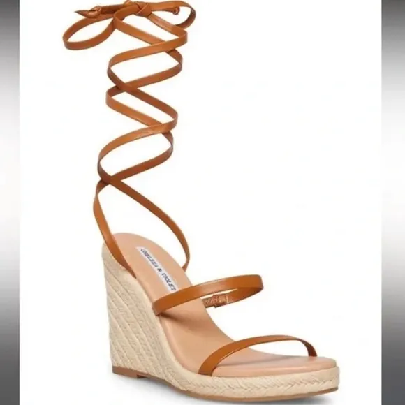 ✅NWT Chelsea &amp; Violet Mariah Ankle Wrap Espadrille Wedge Sandals