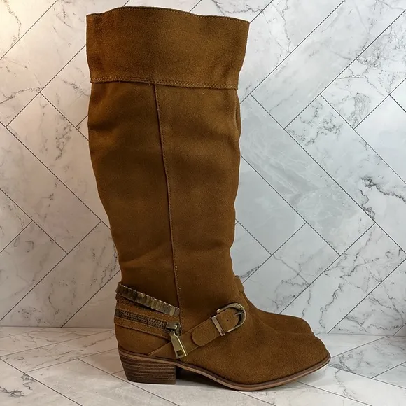 NWT Chinese Laundry Womens Solar Camel Knee High Tall Block Heel Boots Size 6