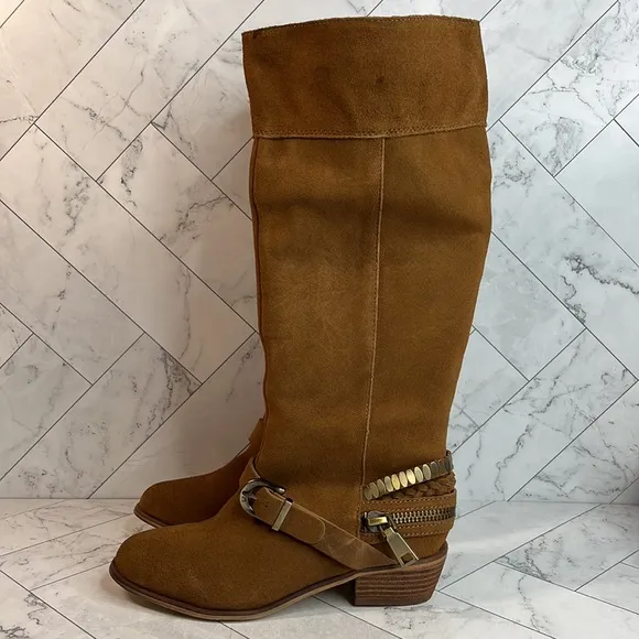 NWT Chinese Laundry Womens Solar Camel Knee High Tall Block Heel Boots Size 6
