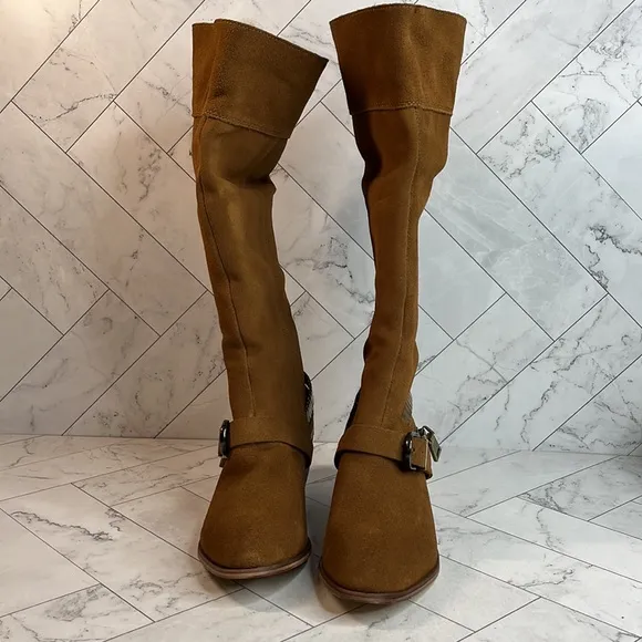 NWT Chinese Laundry Womens Solar Camel Knee High Tall Block Heel Boots Size 6