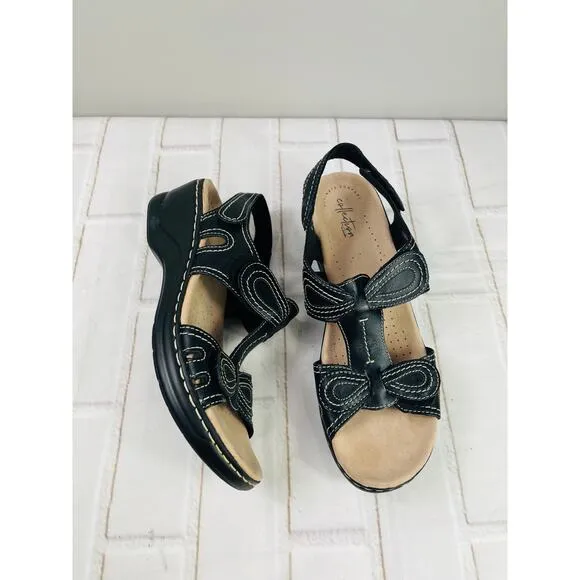 NWT Clarks leather black sandals sz 11