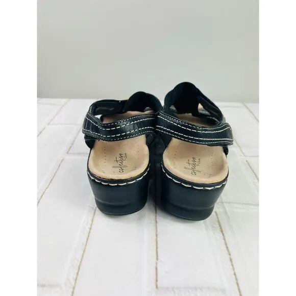 NWT Clarks leather black sandals sz 11