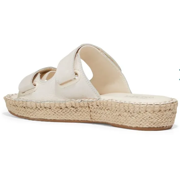 NWT Cole Haan Cloudfeel Leather Espadrille Slide Sandals Black Size 10