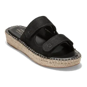 NWT Cole Haan Cloudfeel Leather Espadrille Slide Sandals Black Size 10