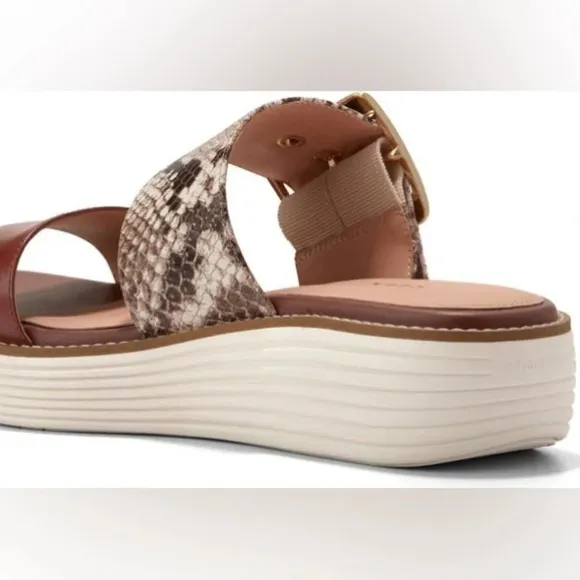 NWT Cole Haan Sz 7.5 Sand Dollar Snake Print Leather Grand Platform Sandals