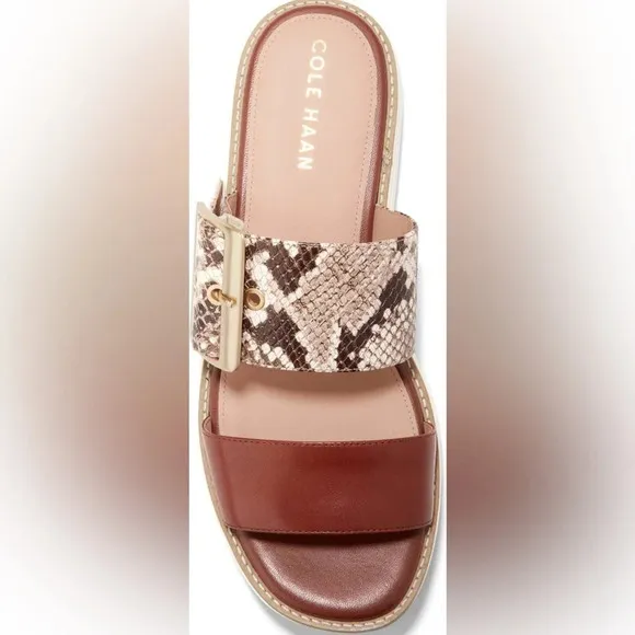 NWT Cole Haan Sz 7.5 Sand Dollar Snake Print Leather Grand Platform Sandals