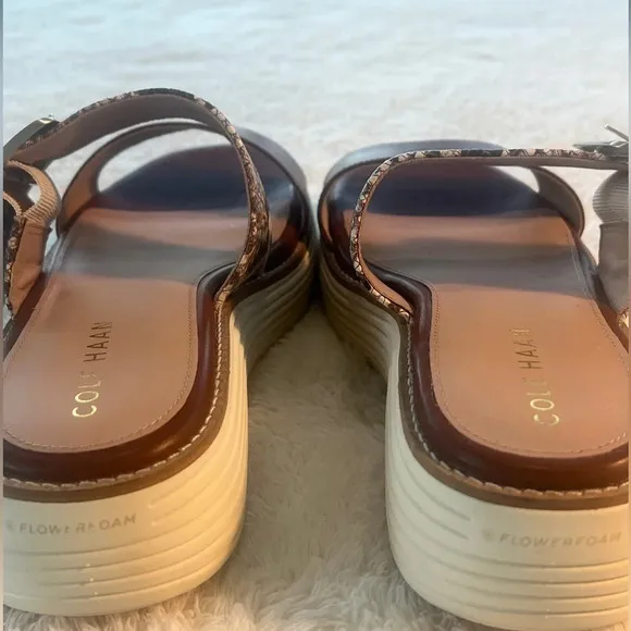 NWT Cole Haan Sz 7.5 Sand Dollar Snake Print Leather Grand Platform Sandals