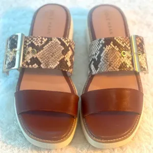 NWT Cole Haan Sz 7.5 Sand Dollar Snake Print Leather Grand Platform Sandals