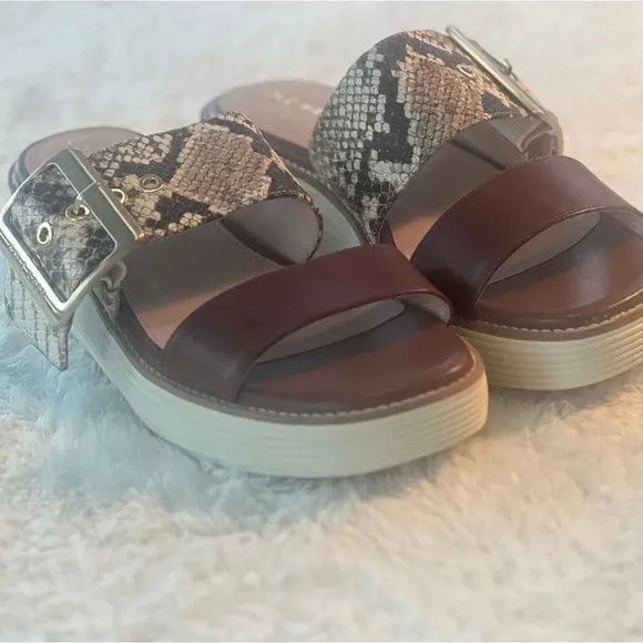 NWT Cole Haan Sz 7.5 Sand Dollar Snake Print Leather Grand Platform Sandals