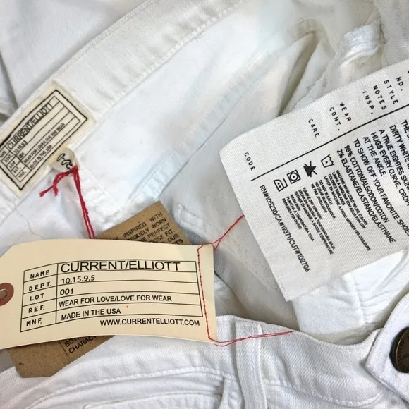NWT current Elliott dirty white embroidery jeans