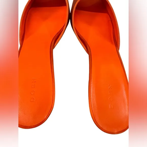 NWT Dôen Callie Mule - Fuego Satin Mules in Coral Size 10.5