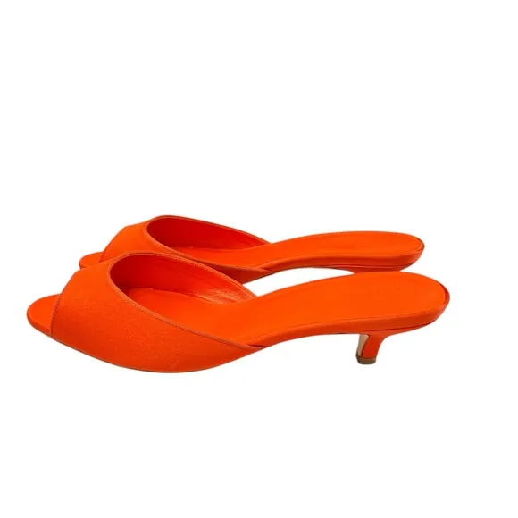 NWT Dôen Callie Mule - Fuego Satin Mules in Coral Size 10.5