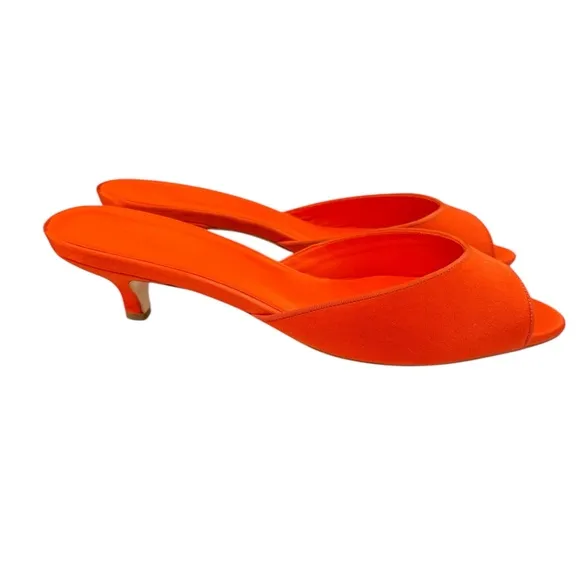 NWT Dôen Callie Mule - Fuego Satin Mules in Coral Size 10.5