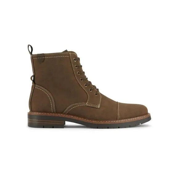 NWT DOCKERS Mens Dark Tan Brown Rawls Cap Toe Block Heel Boots Shoes 12 M