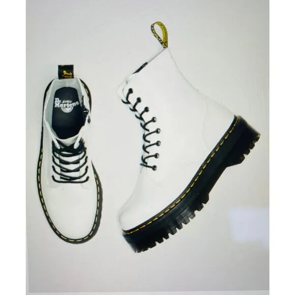 NWT Dr Martens Jadon White Leather Platform Boots Size5