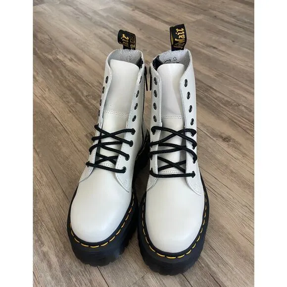 NWT Dr Martens Jadon White Leather Platform Boots Size5