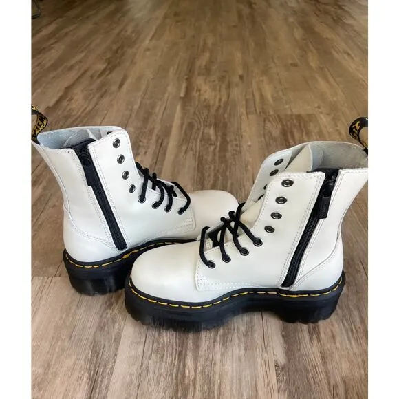 NWT Dr Martens Jadon White Leather Platform Boots Size5