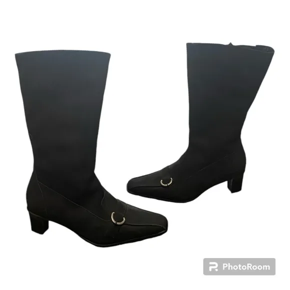NWT Eric Michael Denmark Heel Black Dress Boot | Calf Height | Size 39/8