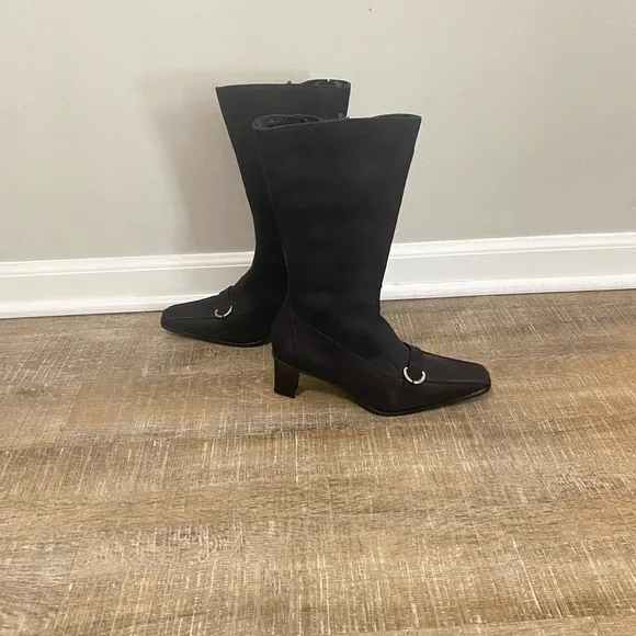 NWT Eric Michael Denmark Heel Black Dress Boot | Calf Height | Size 39/8
