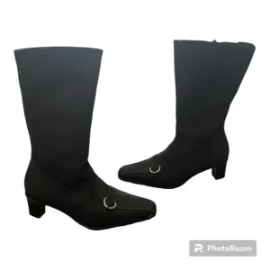 NWT Eric Michael Denmark Heel Black Dress Boot | Calf Height | Size 39/8