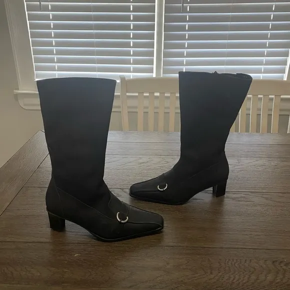 NWT Eric Michael Denmark Heel Black Dress Boot | Calf Height | Size 39/8
