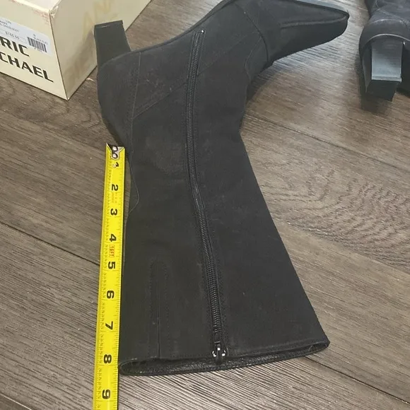 NWT Eric Michael Denmark Heel Black Dress Boot | Calf Height | Size 39/8