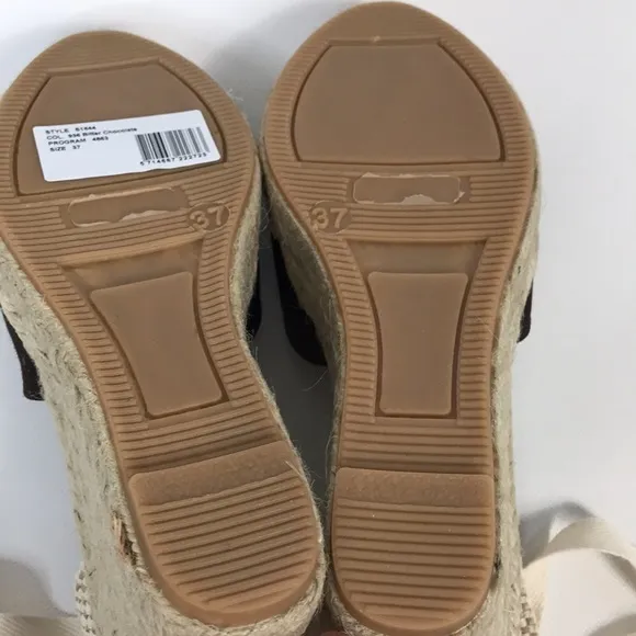 NWT GANNI Embroidered canvas wedge espadrille sandals