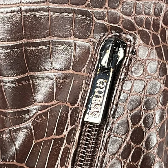NWT Guess Los Angeles Brown Leather Crocodile Print Bonis Boot Shoe Size 6.5M