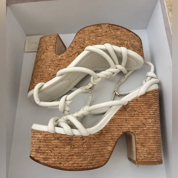 NWT Jimmy Choo Clare platform sandals light weight Wedge Off White EU36