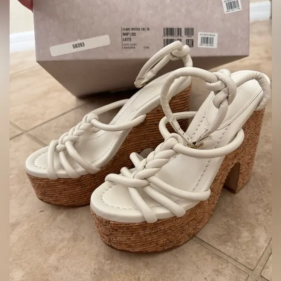 NWT Jimmy Choo Clare platform sandals light weight Wedge Off White EU36