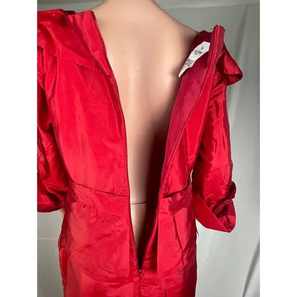 NWT Lan Ting red midi dress, exaggerated bow, size 12 women,‎ holiday event