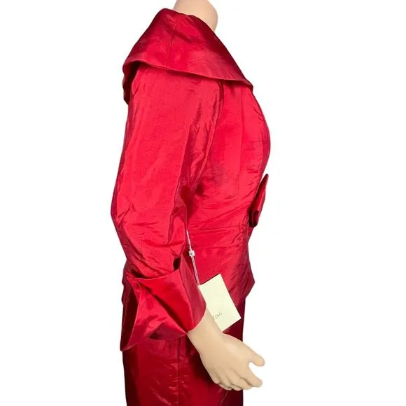 NWT Lan Ting red midi dress, exaggerated bow, size 12 women,‎ holiday event
