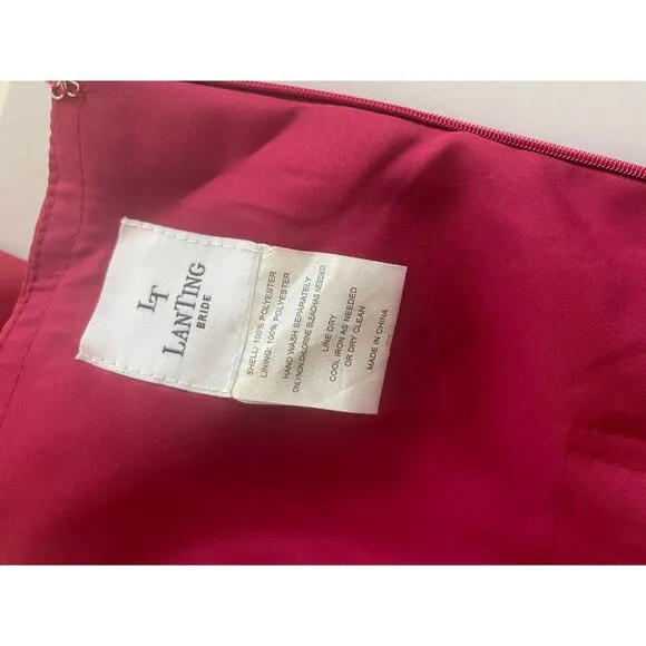 NWT Lan Ting red midi dress, exaggerated bow, size 12 women,‎ holiday event