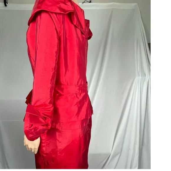 NWT Lan Ting red midi dress, exaggerated bow, size 12 women,‎ holiday event