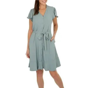 NWT Lucky Brand Women's Flutter Sleeve V-neck Button Front Mini Shirt Dress