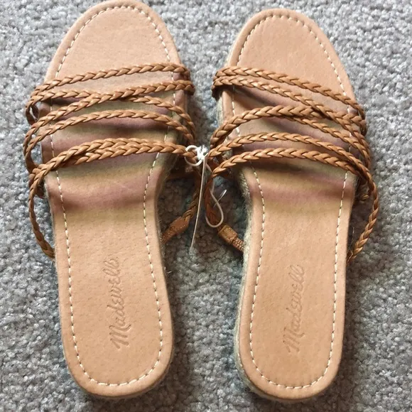 NWT Madewell The Kathryn Espadrille Slide Sandal in Leather