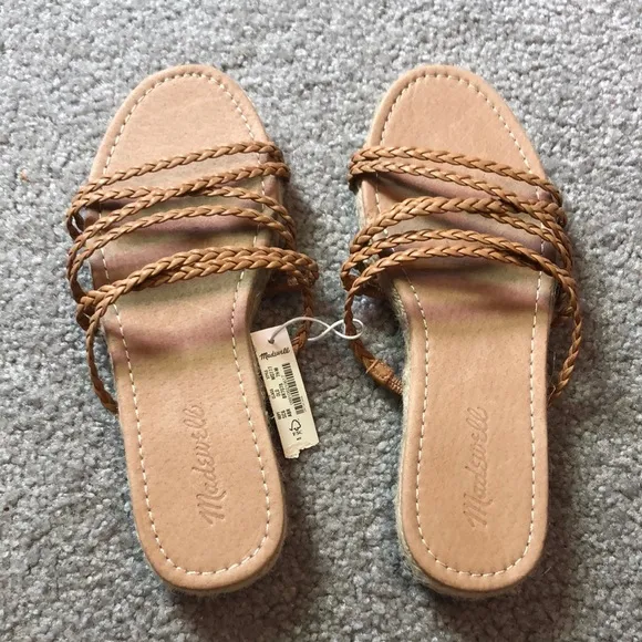 NWT Madewell The Kathryn Espadrille Slide Sandal in Leather