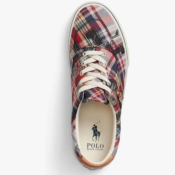 NWT Men's Ralph Lauren Madras Plaid Preppy Sneakers Shoes