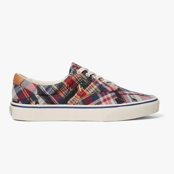 NWT Men's Ralph Lauren Madras Plaid Preppy Sneakers Shoes