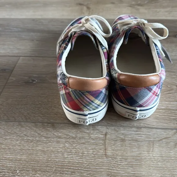 NWT Men's Ralph Lauren Madras Plaid Preppy Sneakers Shoes