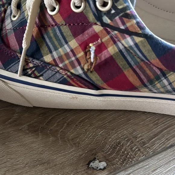 NWT Men's Ralph Lauren Madras Plaid Preppy Sneakers Shoes