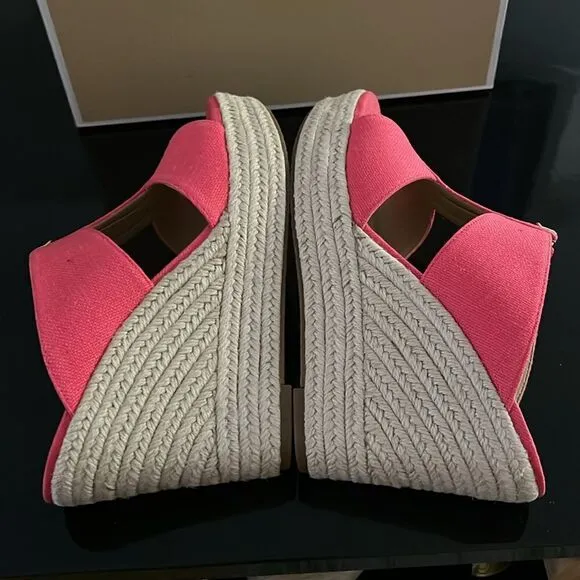 NWT Michael Kors espadrille platform wedge sandals pink 8