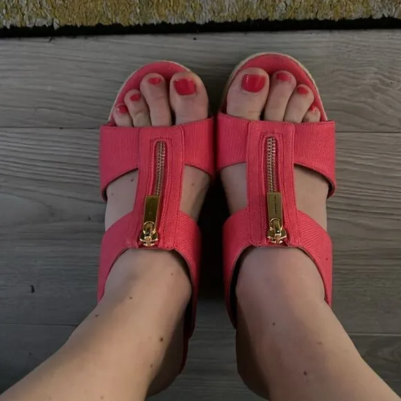 NWT Michael Kors espadrille platform wedge sandals pink 8