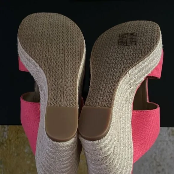 NWT Michael Kors espadrille platform wedge sandals pink 8