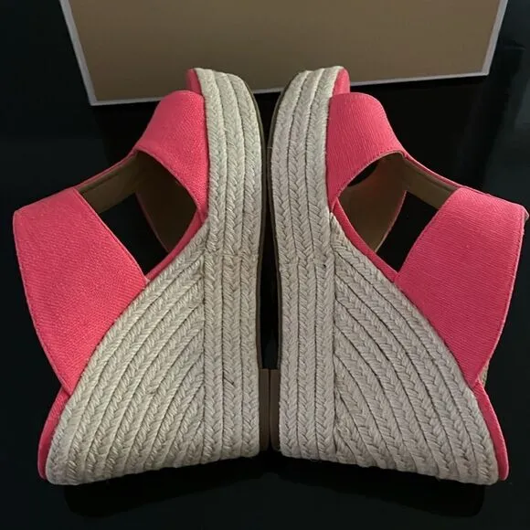 NWT Michael Kors espadrille platform wedge sandals pink 8