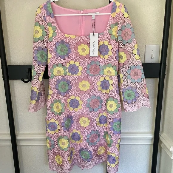 NWT | OLIVIA RUBIN | Luella Pink Lace Mini Dress | Size 6